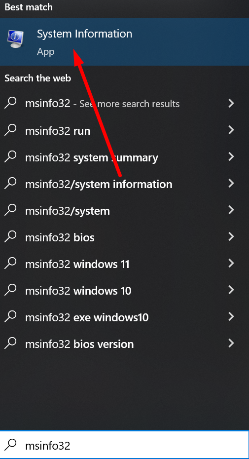 How to open msinfo32 (System Information)